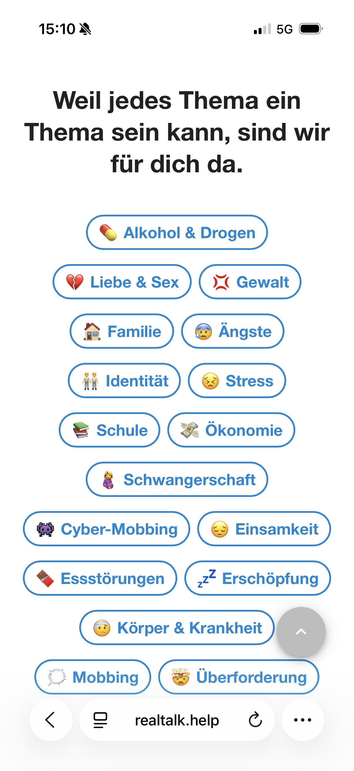 real talk — choose your topic from the categories
